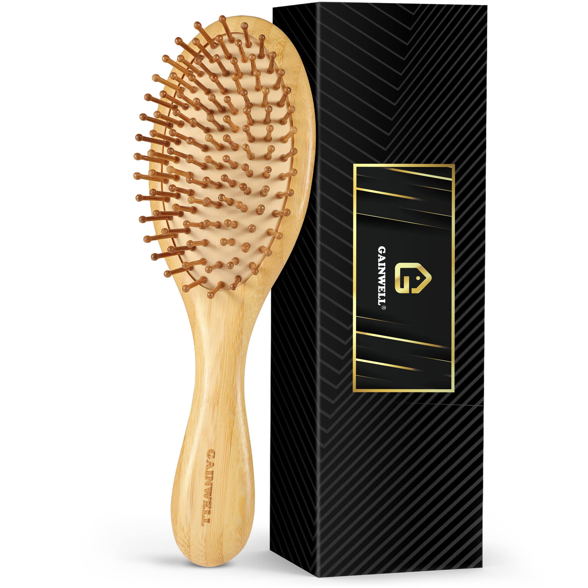 Bamboo Hair Brush for Hair Growth and Scalp Massaging for Women Men and Kids