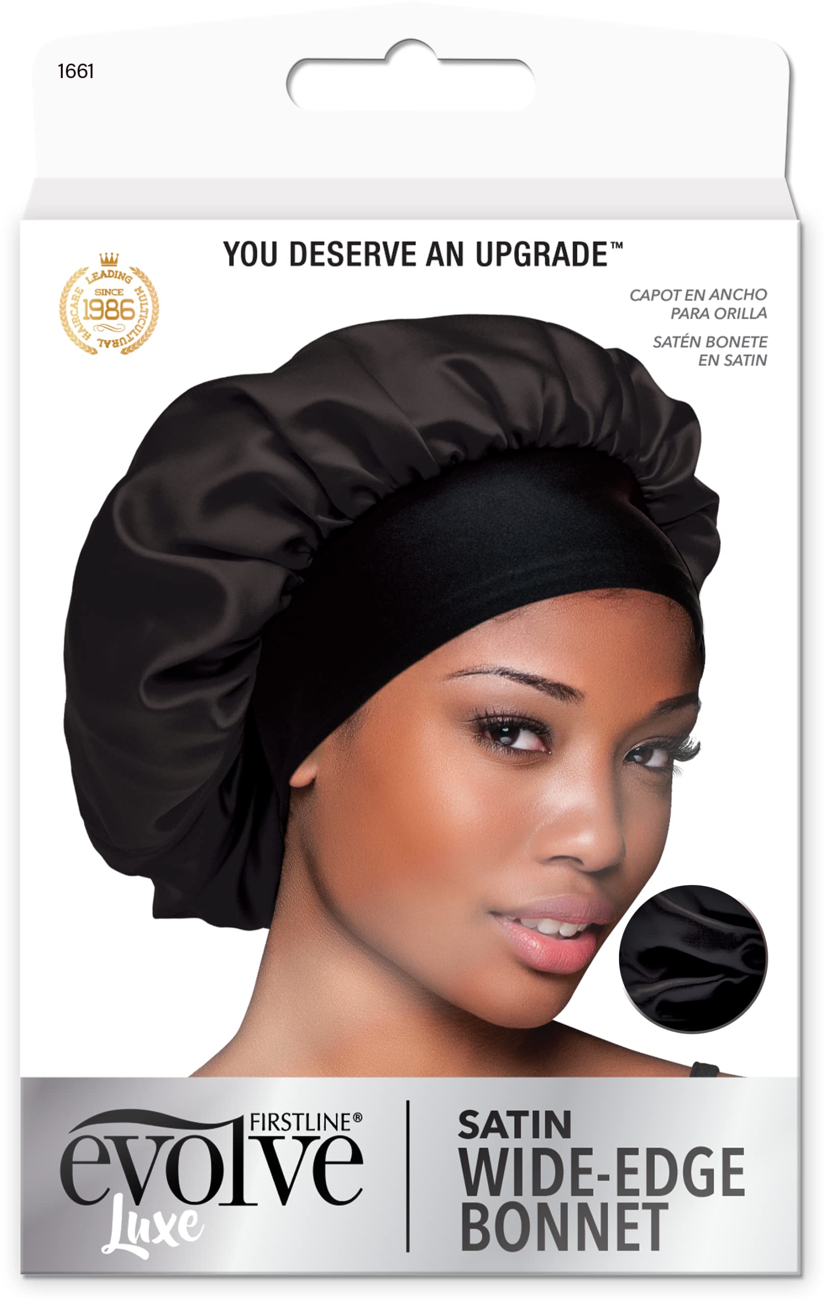 Evolve Satin Wide Edge Bonnet Black for Sleeping Comfortable Nighttime Use